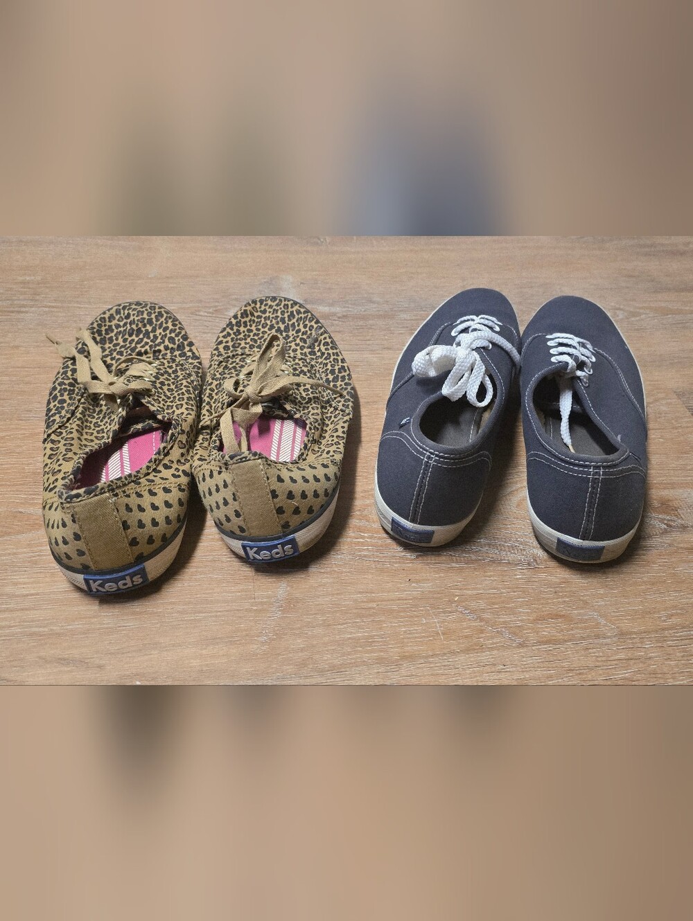 Keds Champion Sneakers TWO PAIRS Size 10 Blue Cheetah Print